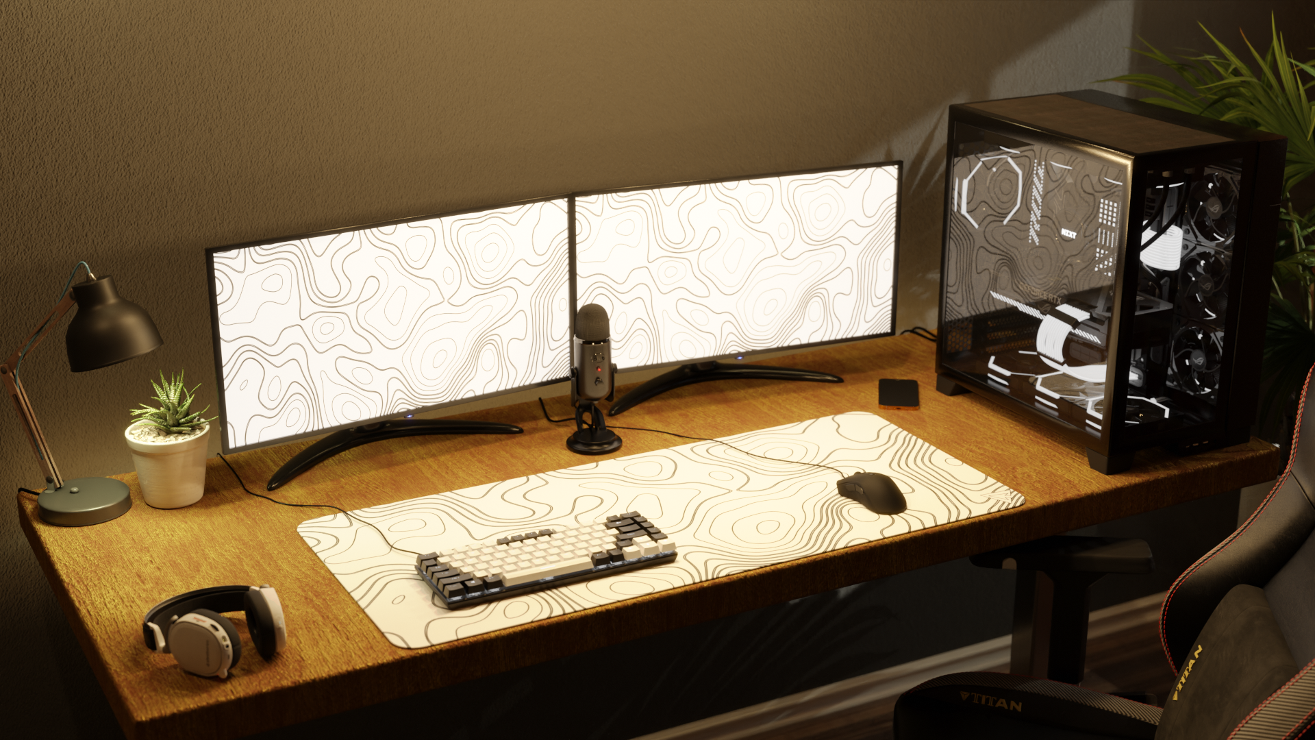 Topographic White V1 Mousepad