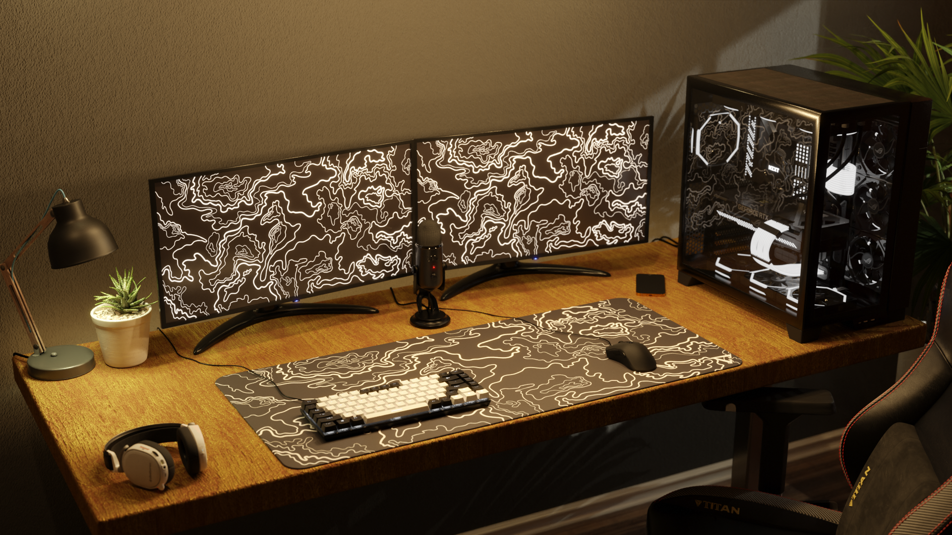 Topographic Black V2 XL Mousepad (1)